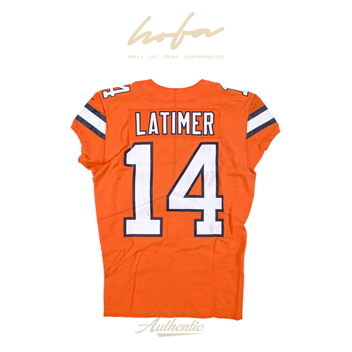 CODY LATIMER GAME WORN DENVER BRONCOS JERSEY & PANT SET FROM 12/14/17 VS THE INDIANAPOLIS COLTS ~LIMITED EDITION 1/1~