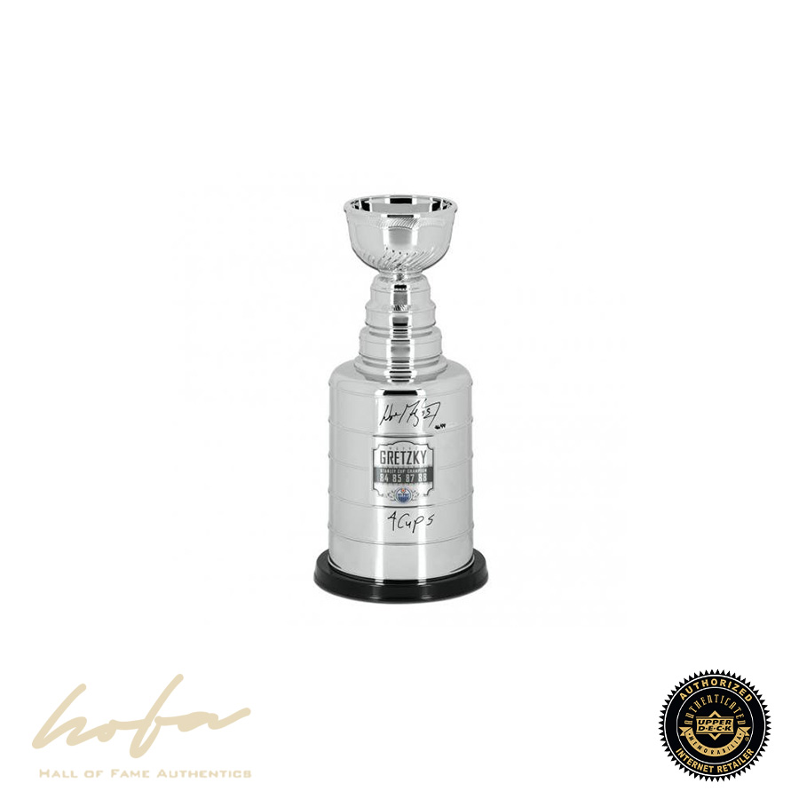 Wayne Gretzky Inscribed “4 Cups” Stanley Cup Replica Trophy With
