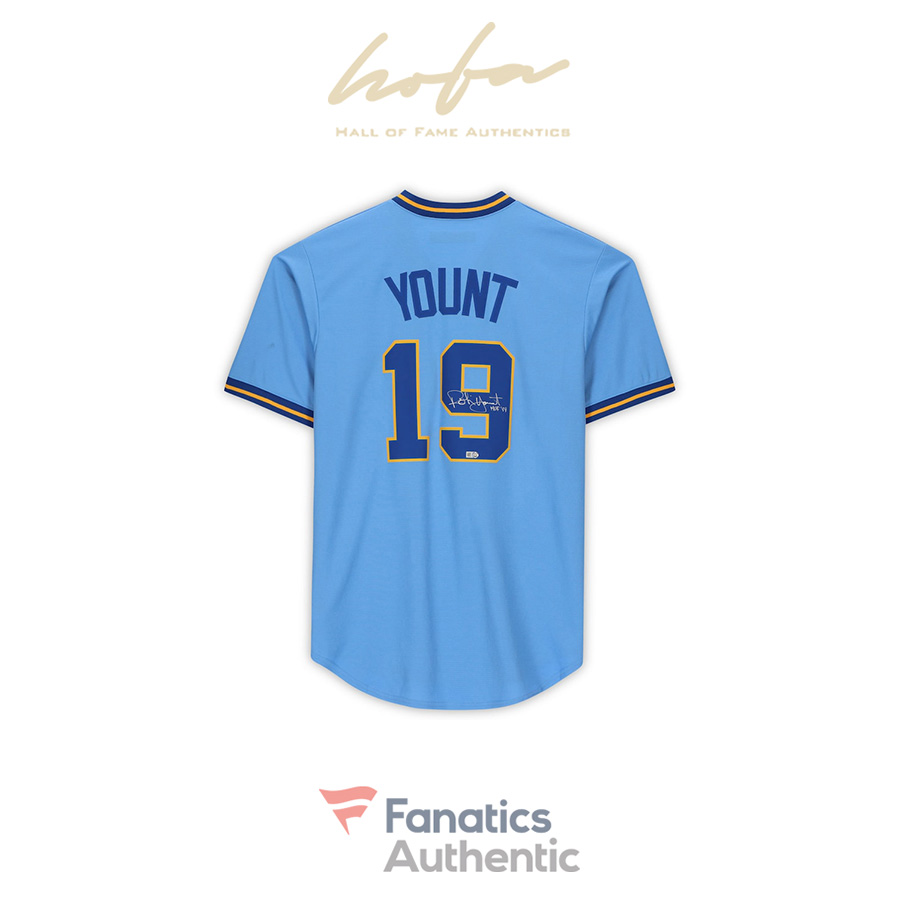 Robin Yount Milwaukee Brewers Autographed Light Blue Nike Replica