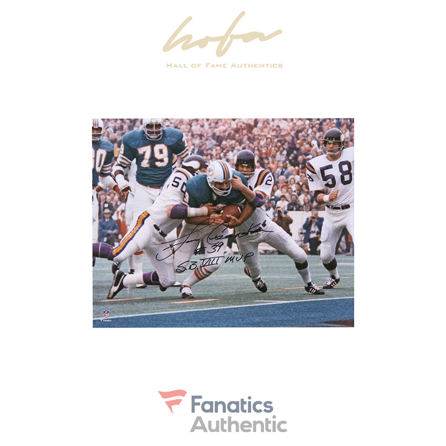 Larry Csonka Miami Dolphins Autographed 16″ x 20″ Super Bowl VIII Run  Photograph with “SB VIII MVP” Inscription