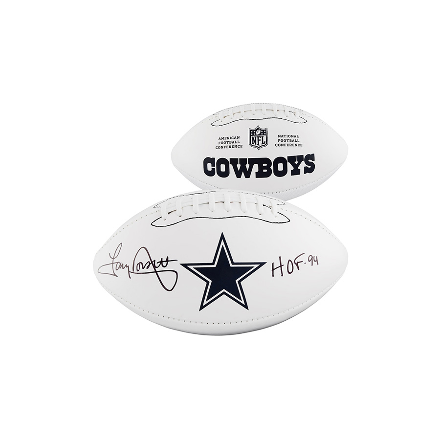 Tony Dorsett Dallas Cowboys Autographed White Panel Football with HOF