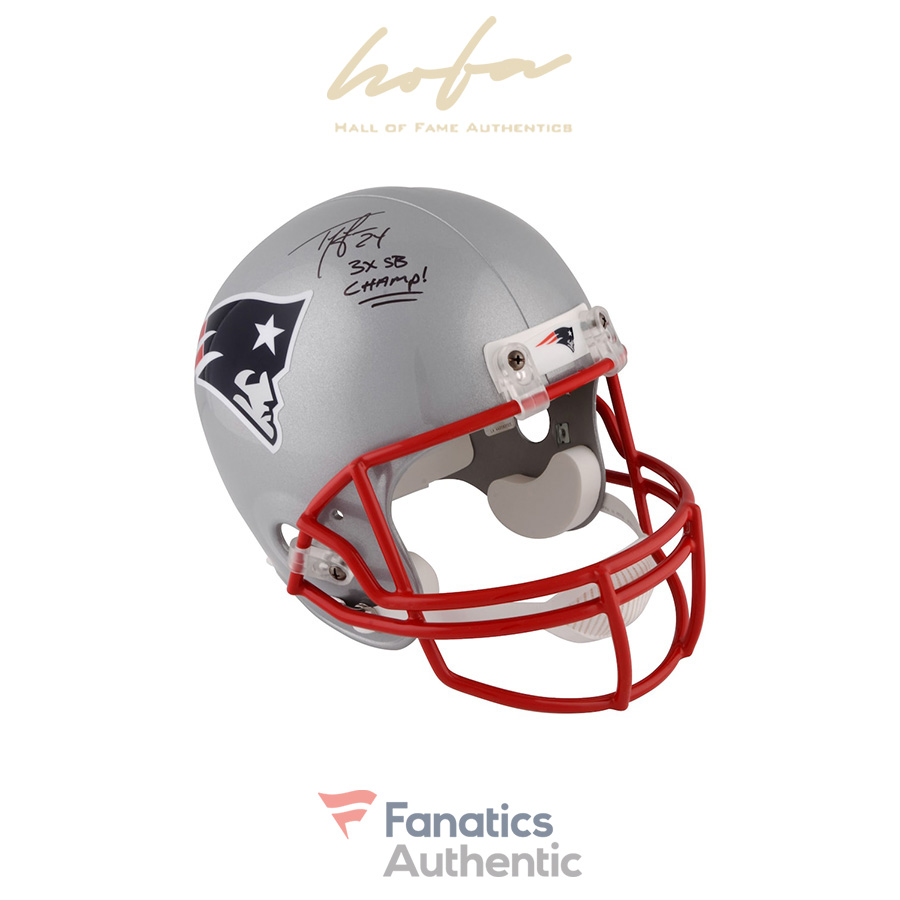 Ty Law New England Patriots Autographed Riddell Replica Helmet with “3x SB  Champ” Inscription